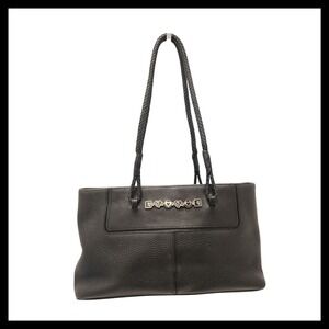 Brighton Black Leather Shoulder Bag C245366 Braided Strap Handbag Tote